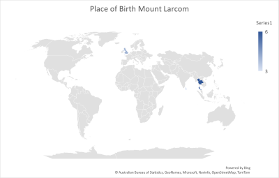 Mount Larcom birth place map