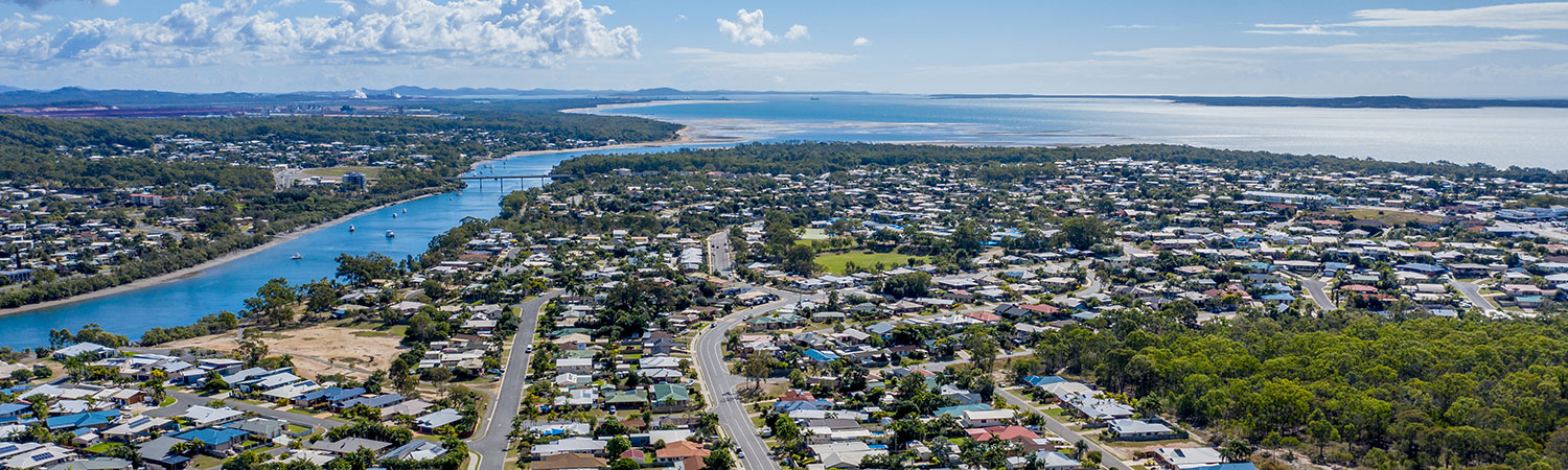 Aerial View of Tannum towards mouth of Boyne River