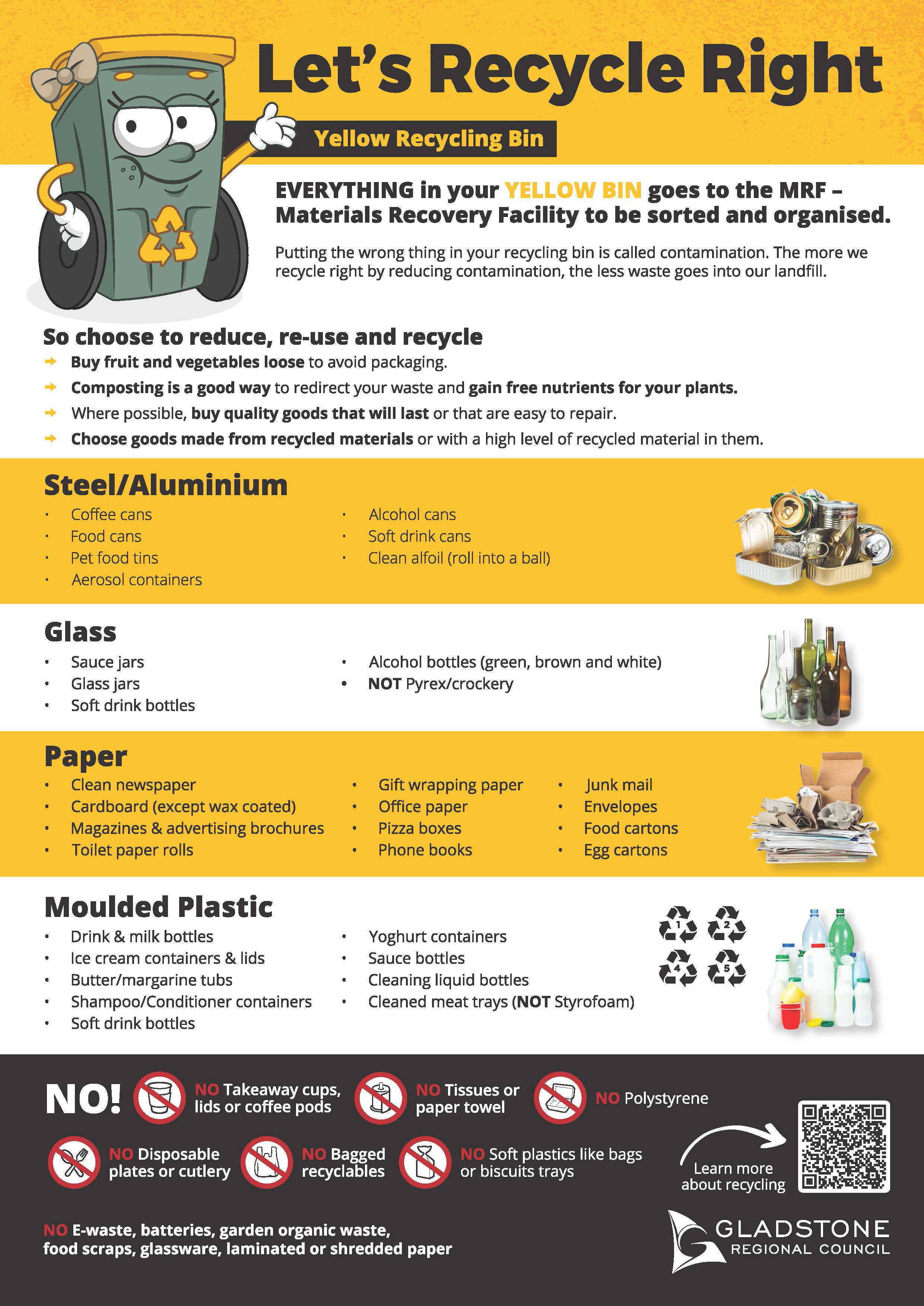 Yellow recycling bin a4 poster pr