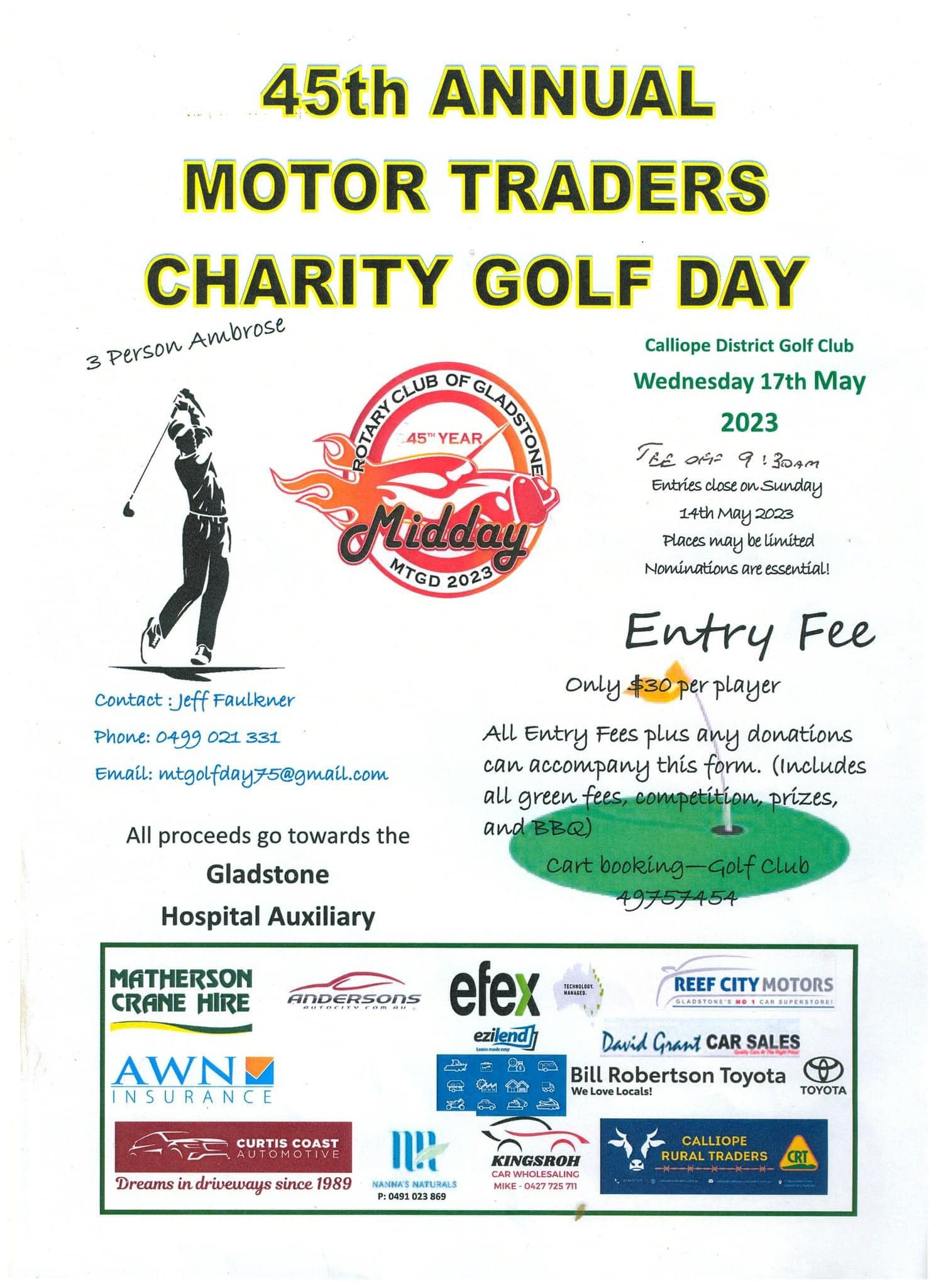 45Th annual motor traders charity golf day flyer