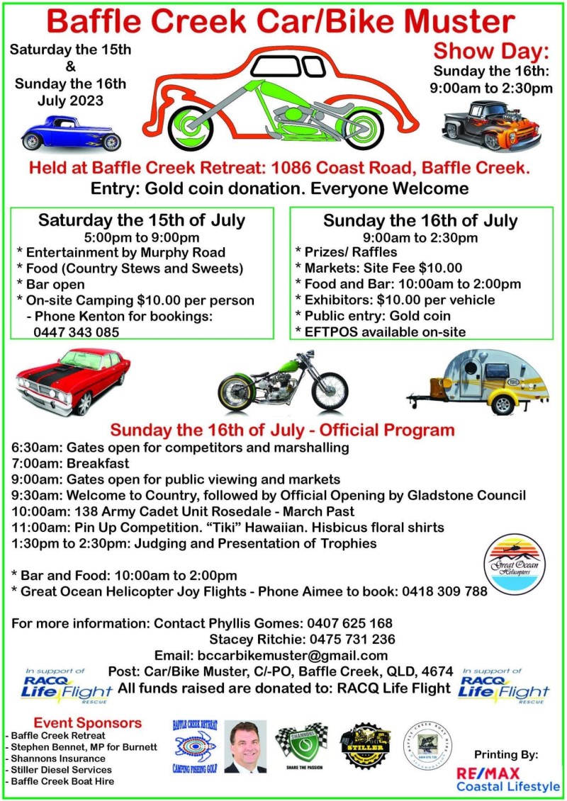 Baffle creek car bike muster