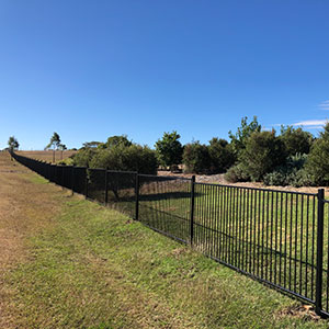 Calliope cemetery new fence looking along the fence