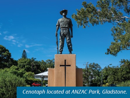 Cenotaph located at anzac park gladstone