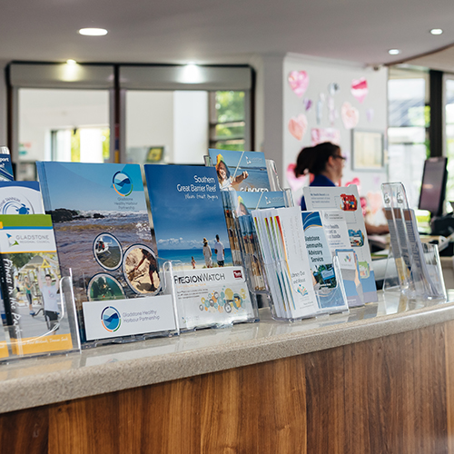 GRC stock image showing counter with handouts