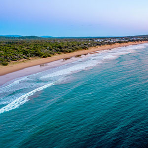 Drone agnes sunrise beach surfers