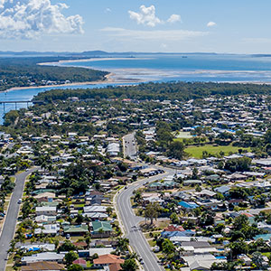 Aerial View of Tannum towards mouth of Boyne River