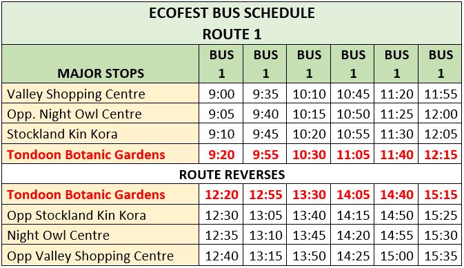 Ecofest 23 route 1 buses
