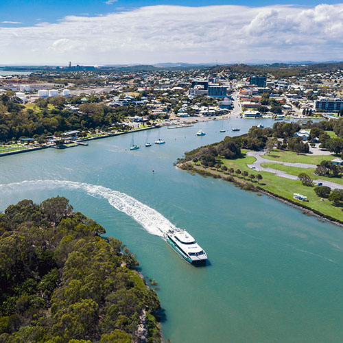 GRC stock image showing the harbour with a ship coming in