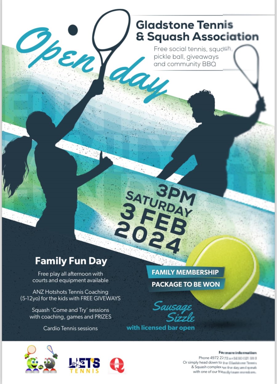 Gladstone tennis and squash open day
