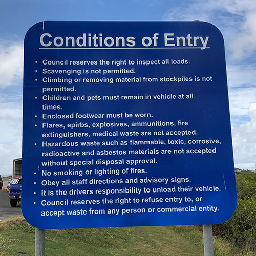 Transfer Stations and Landfill Sign conditions of entry