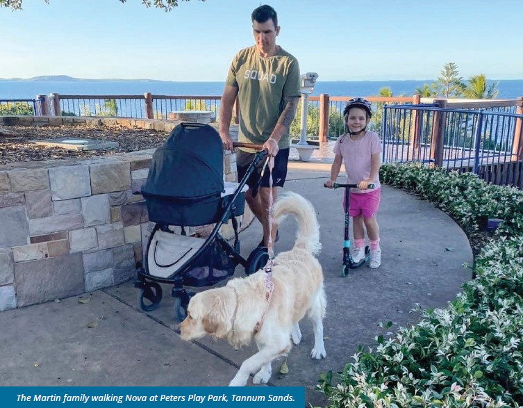 Martin family walking nova with caption