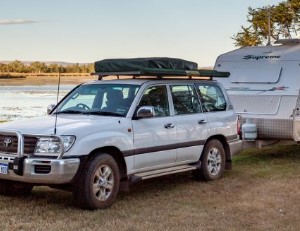 RV with a caravan
