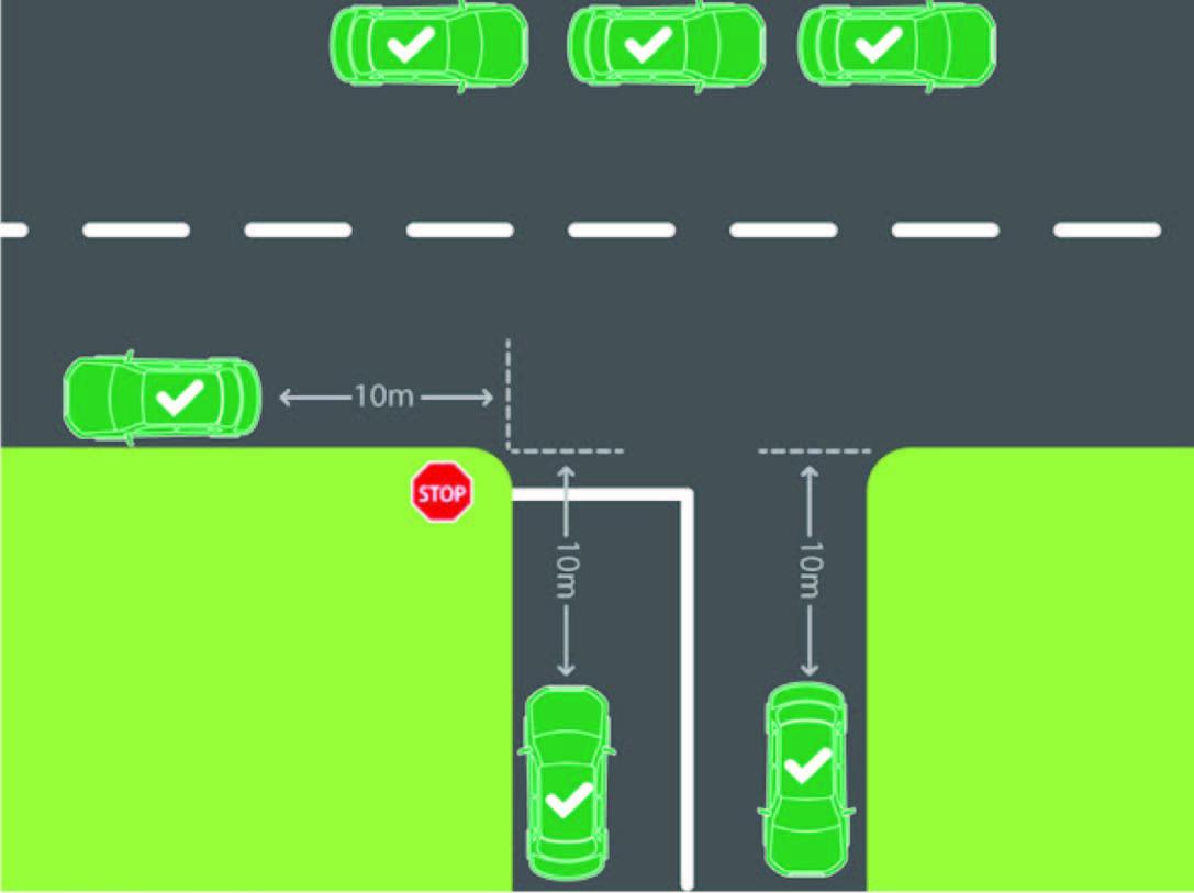 Residential parking intersection without lights