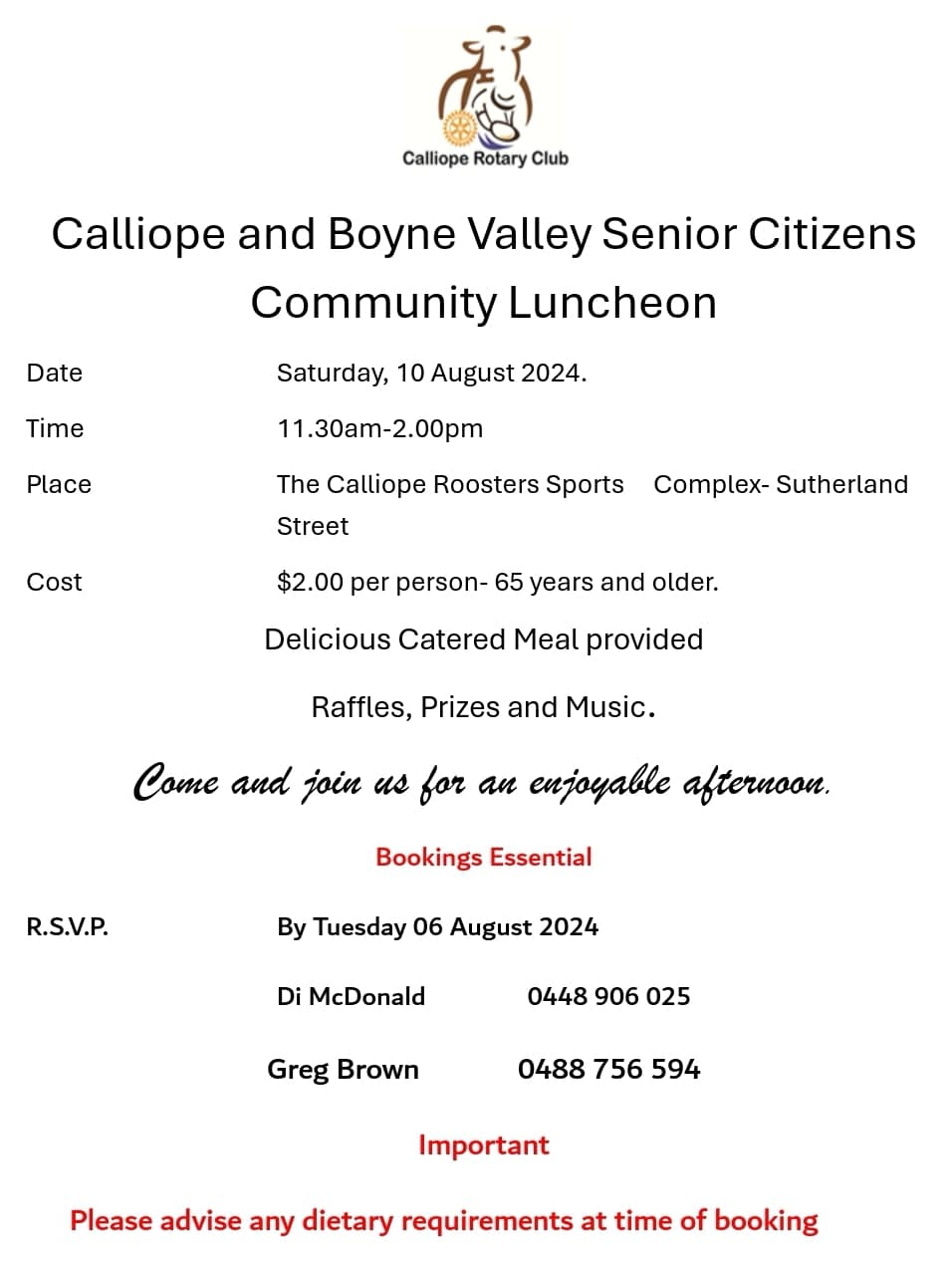 Senior citizeans luncheon
